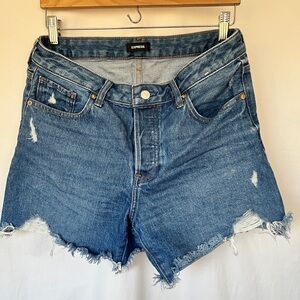 Express Blue Jean Distressed Raw Hem 100% cotton shorts